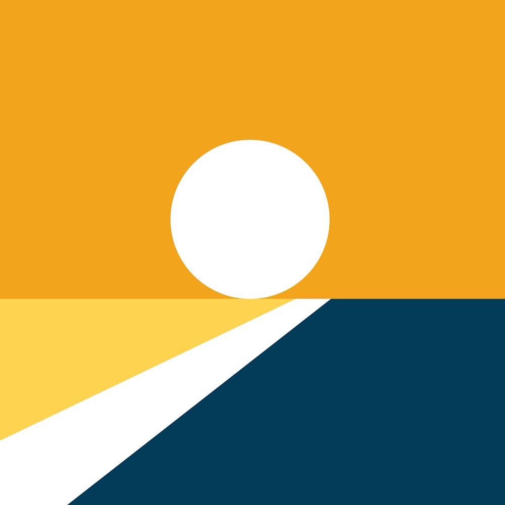 Geometric Shapes Sunrise Sunset Abstract 2 In Mustard Navy Blue 02