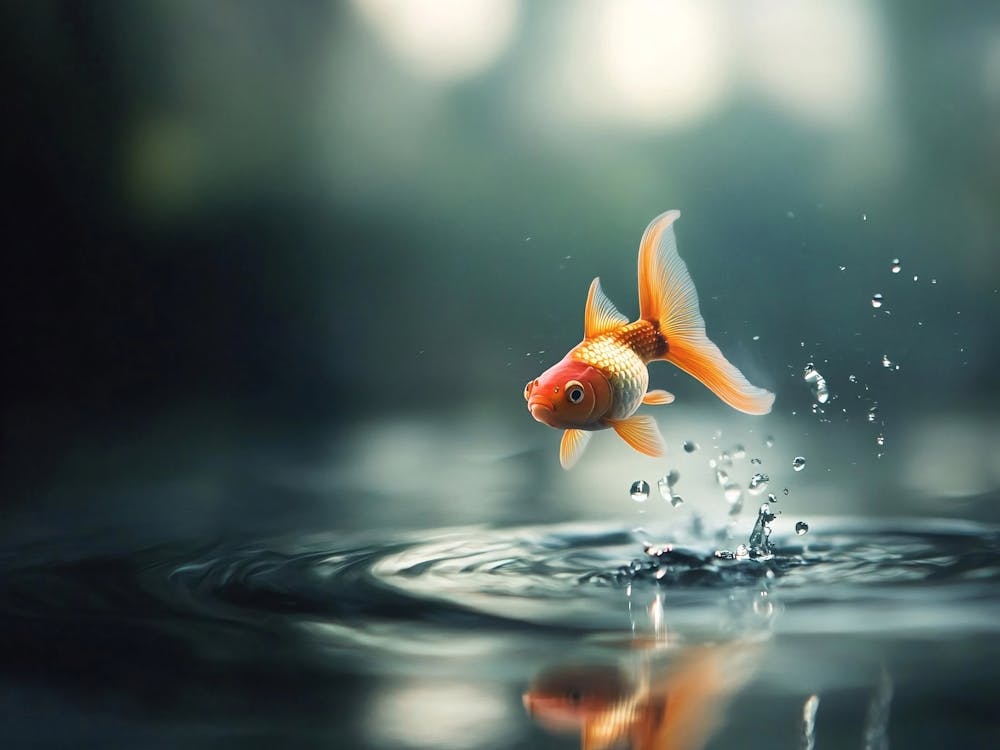 Goldfish Jumping Out Of Water