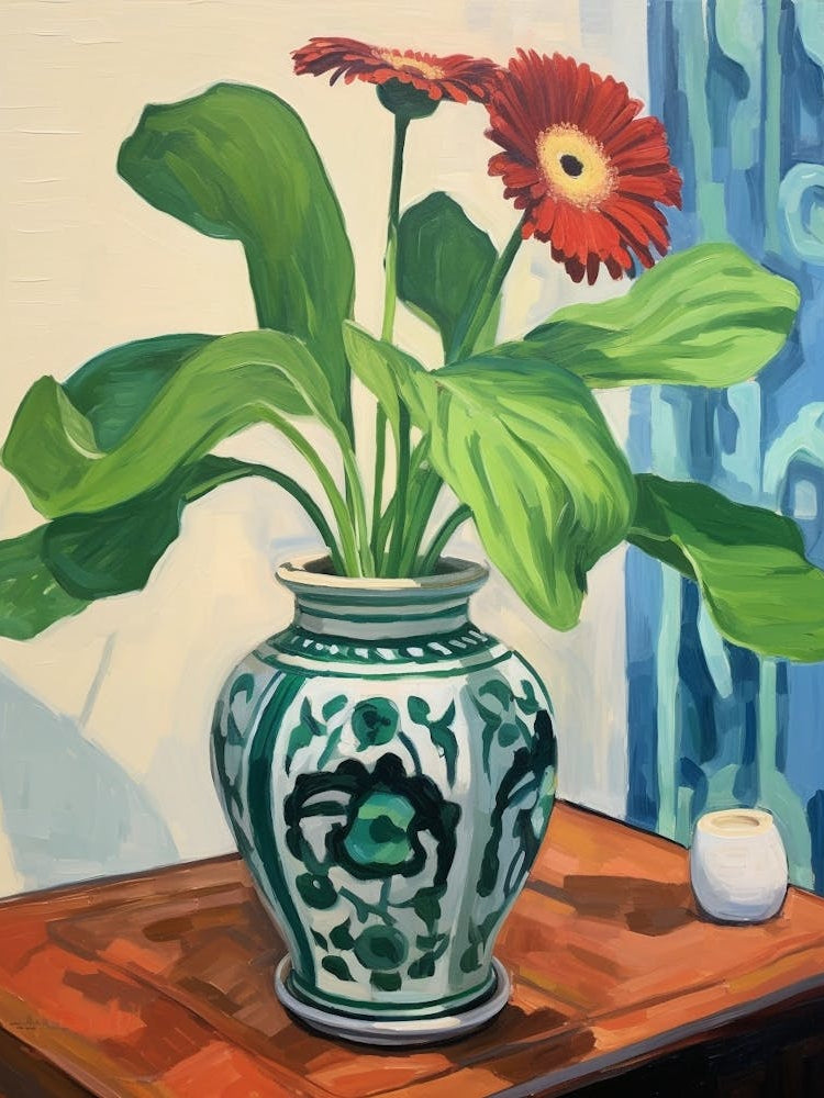 Flowers In A Vase Still Life Painting Gerbera Daisy 3