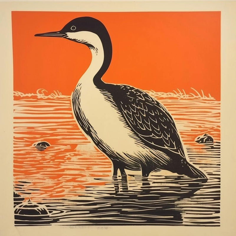 Retro-Vogel-Lithografie Lappentaucher