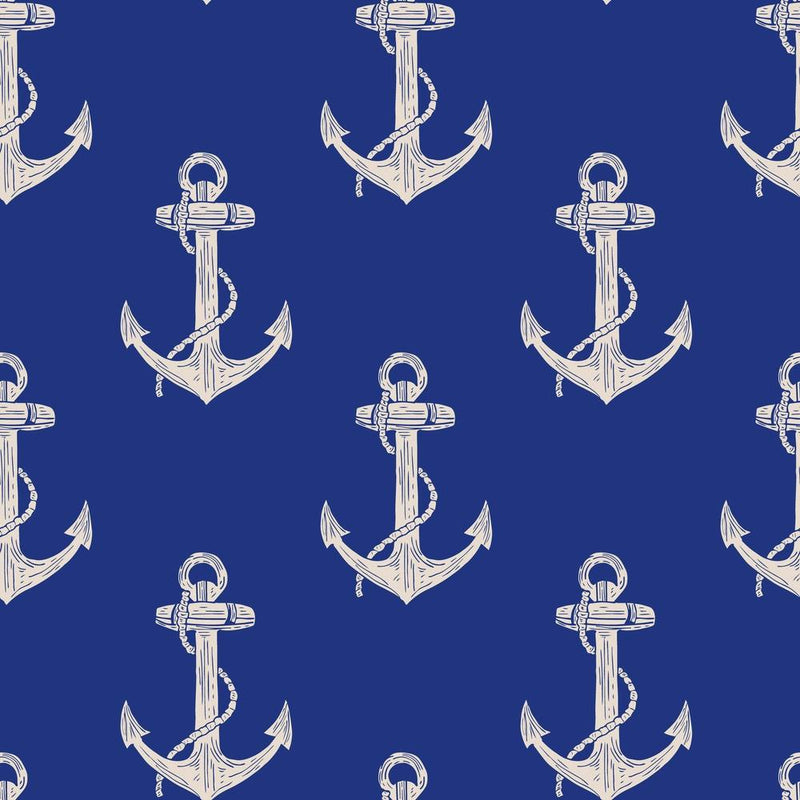 Anchors On Blue Fabric