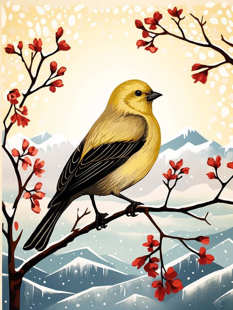 Bird Illustration American Goldfinch 1