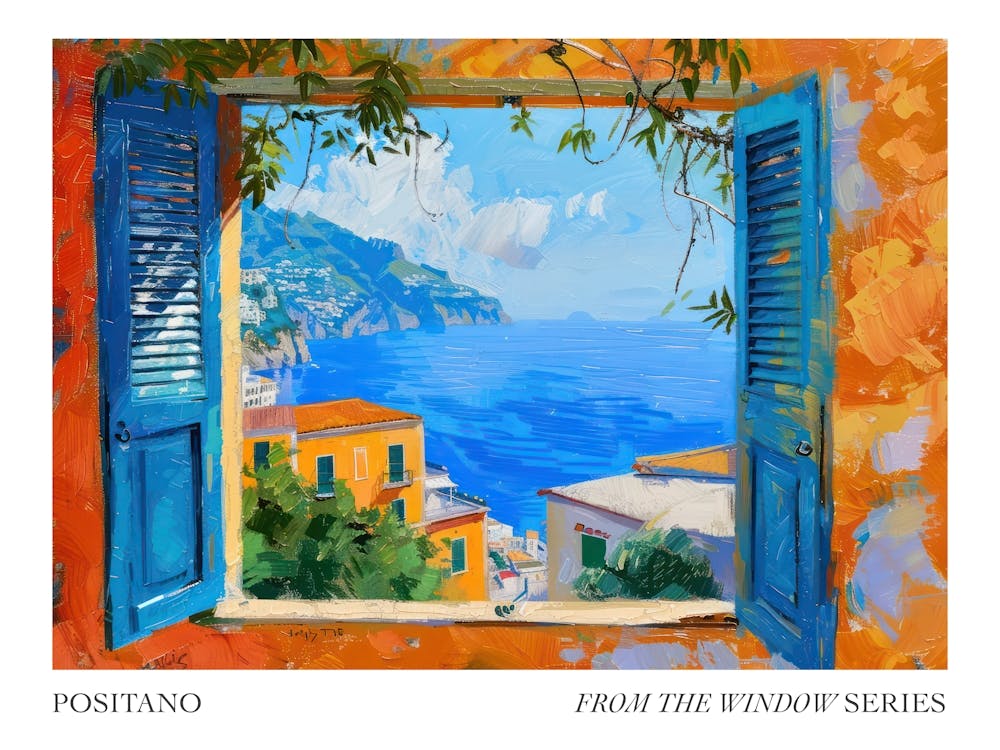 Positano From The Window Series Poster Painting 3