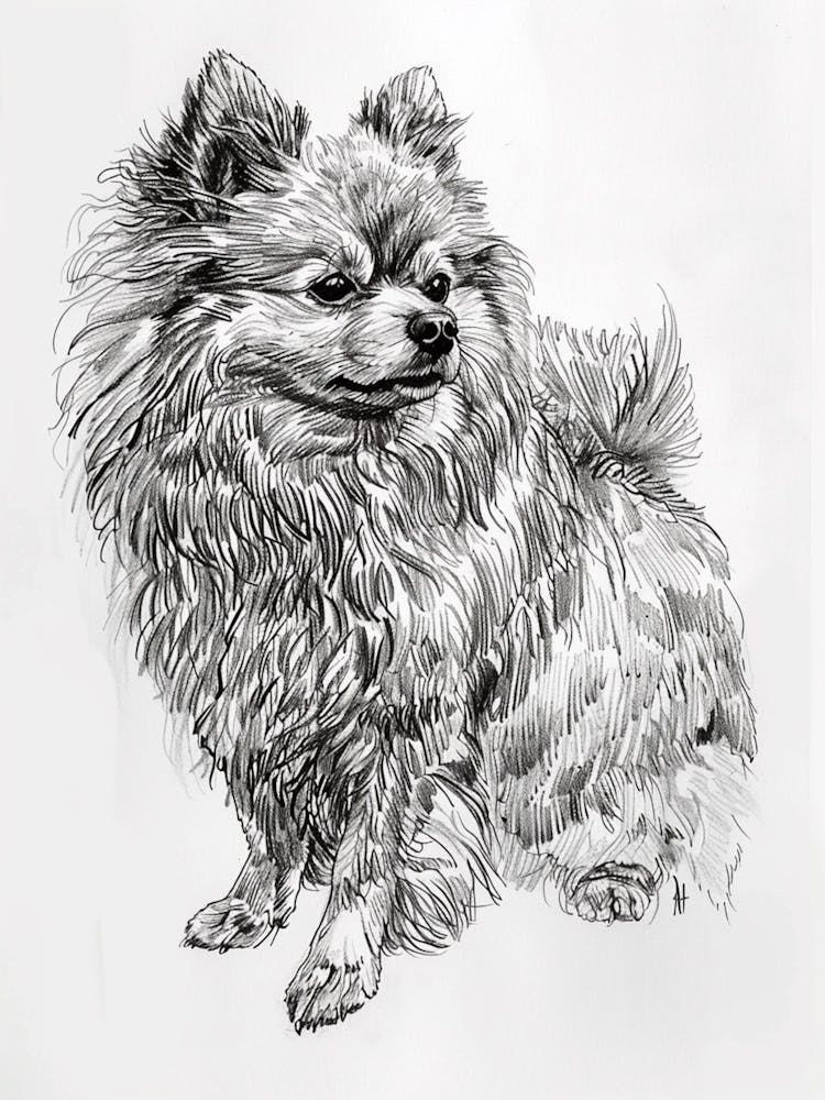 Pomeranian Line Sketch 1