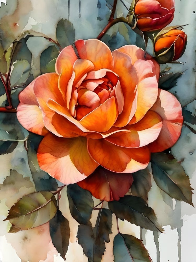 Orange Rose Aquarellmalerei