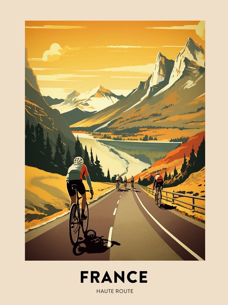Haute Route France 2 Vintage Hiking Travel Poster