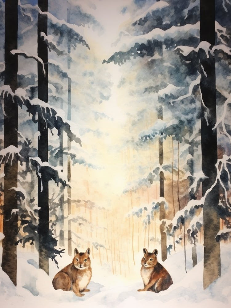 Winter Watercolour Chipmunk 1