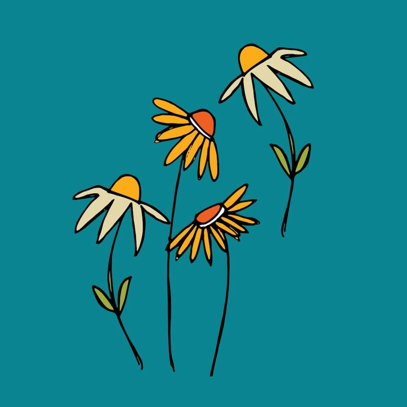 Autumn Floral Blue Square