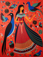 Indian Woman With Birds