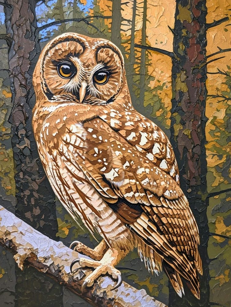 Spotted Owl Relief Illustration 2