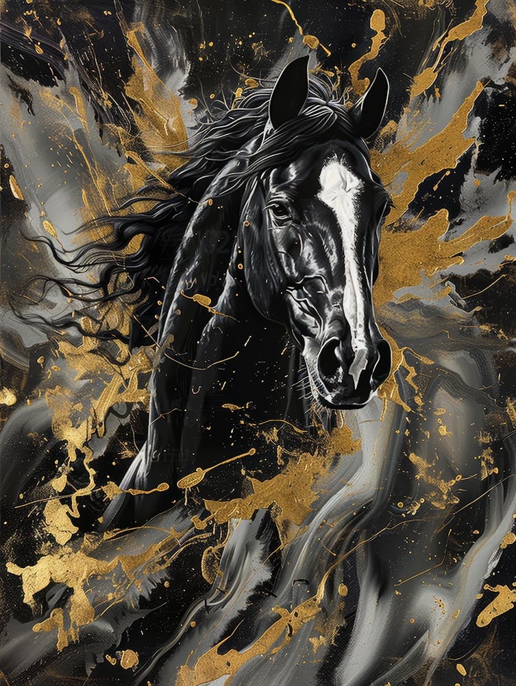 Gold And Black Horse