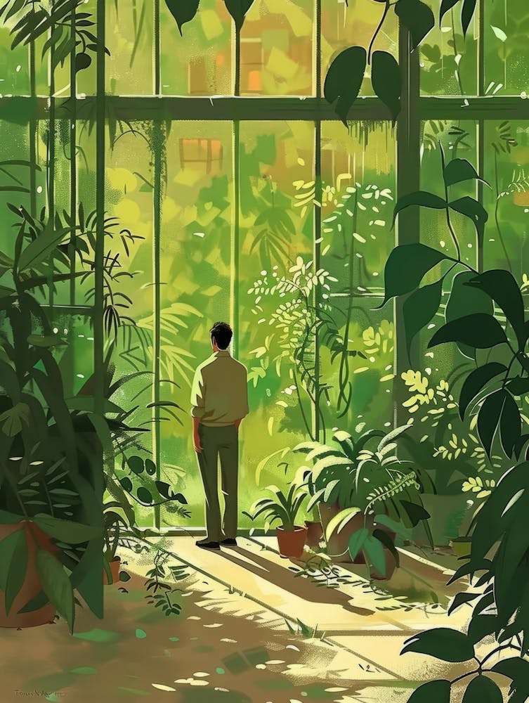 Man In A Greenhouse