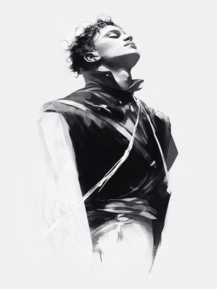 Black And White Portrait Of Person