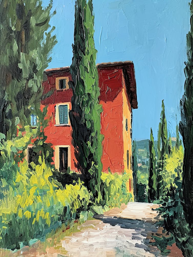 Red House In Tuscany, Italy