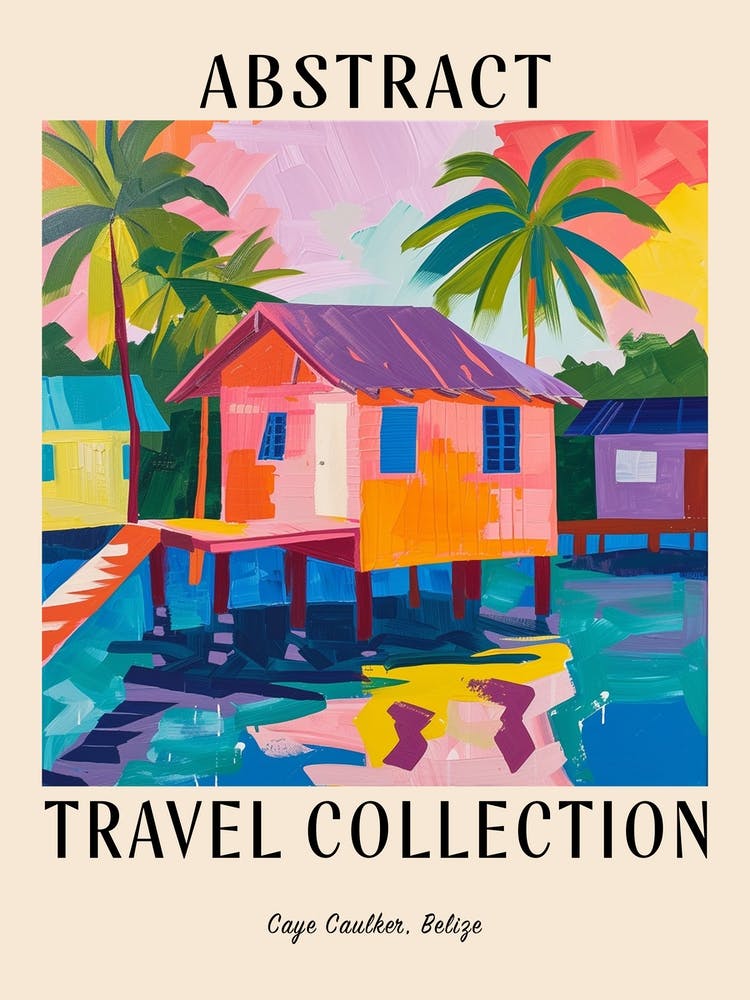 Abstract Travel Collection Poster Caye Caulker Belize 1