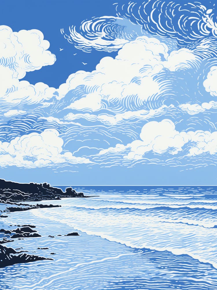 A Screen Print Of Gwithian Beach Cornwall 3