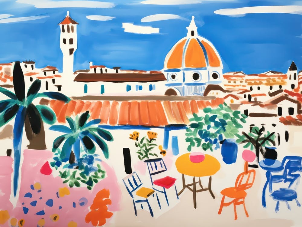 Florence Italy Cute Watercolour Illustration 7