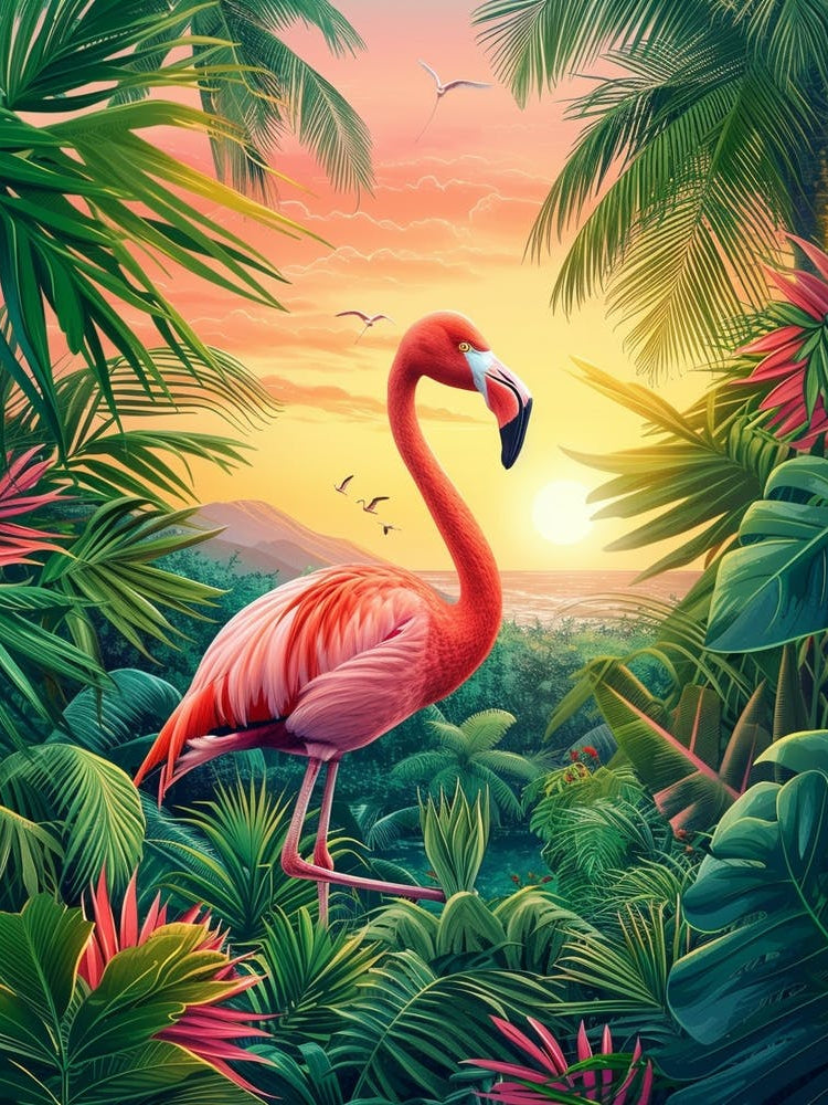 Greater Flamingo Pakistan Tropical Illustration 4