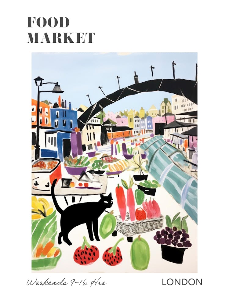 The Food Market In London 5 Illustration Poster
