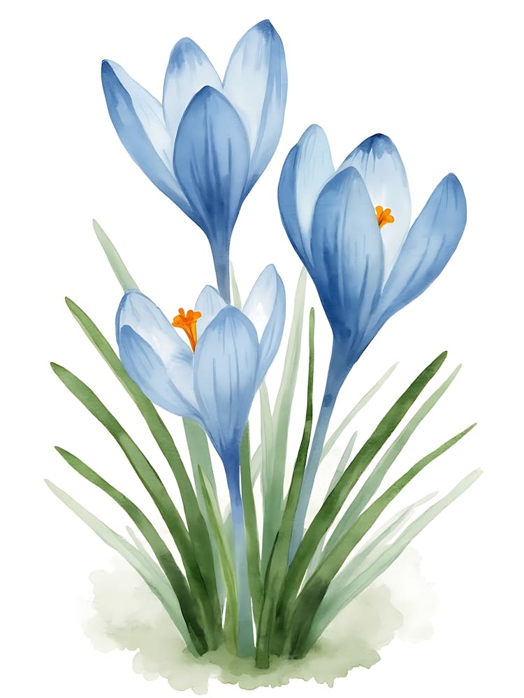 Blue Blossom Watercolor Flow