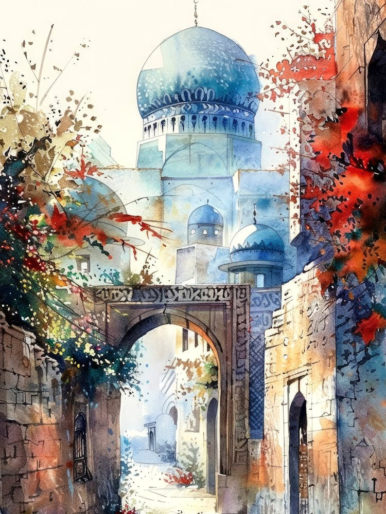 Beautiful Watercolor Muslim Vill