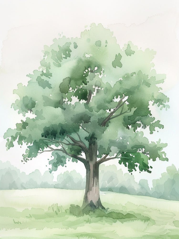 Pecan Tree Atmospheric Watercolour Painting 3
