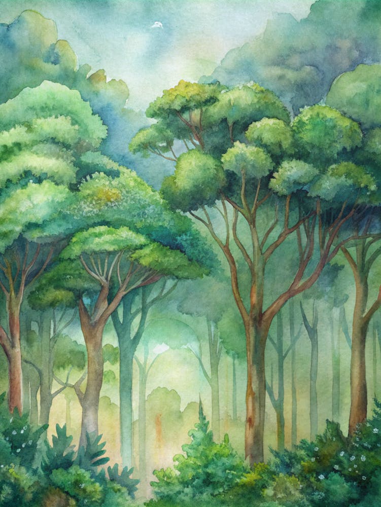 Watercolor Of A Forest 1