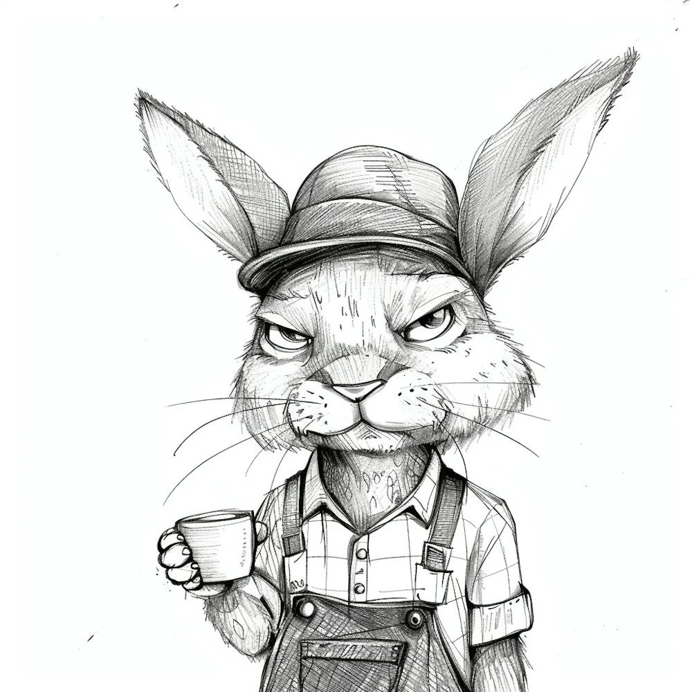 Rabbit With A Cup Of Coffee