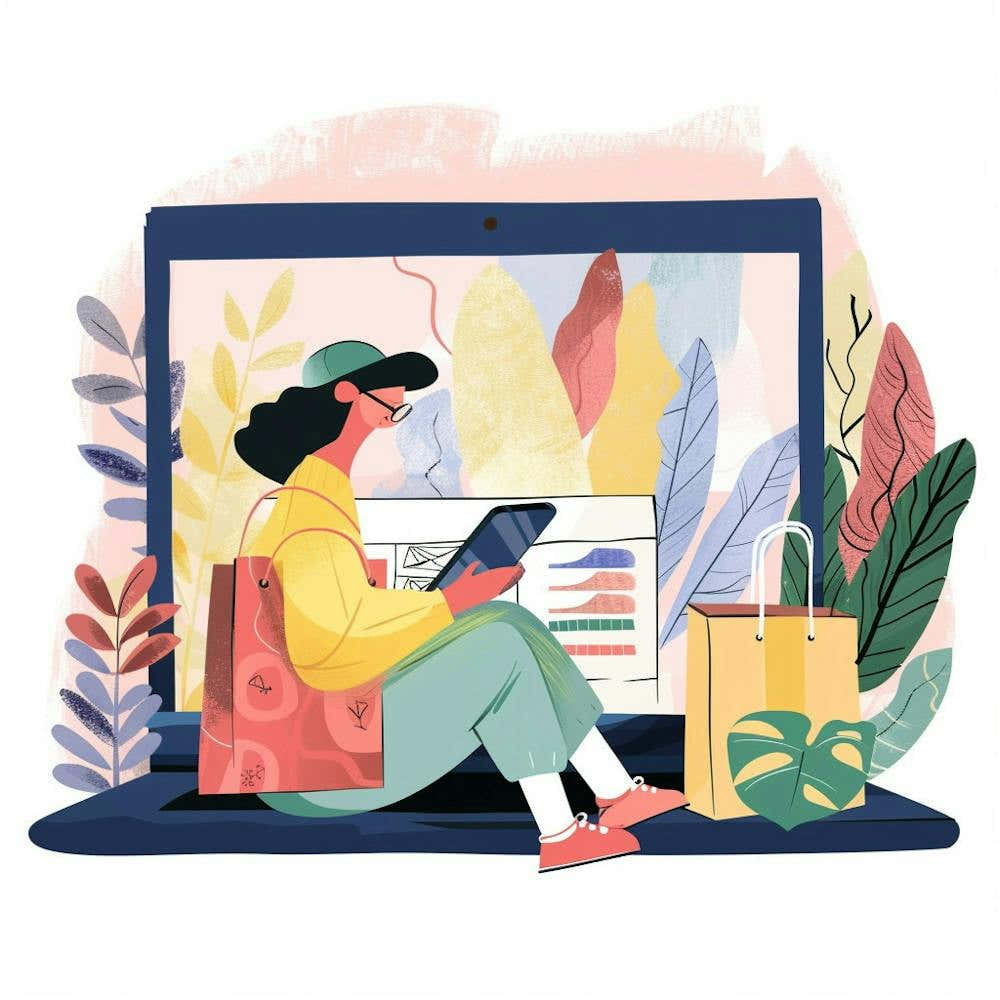 Woman Shopping On A Laptop