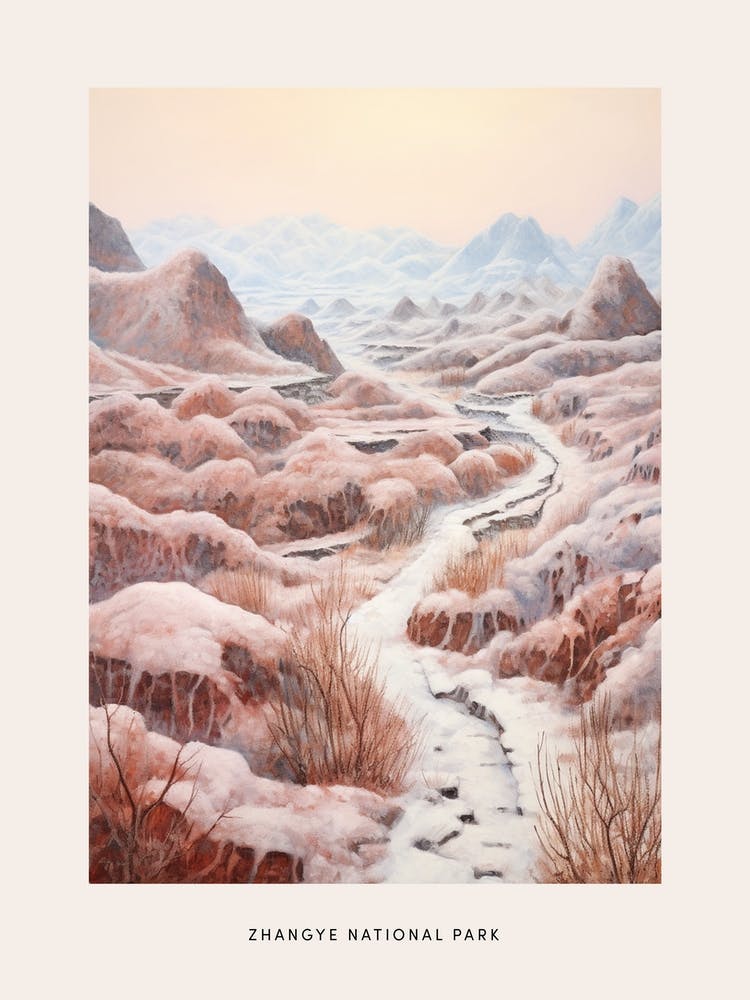 Dreamy Winter National Park Poster  Zhangye National Park China