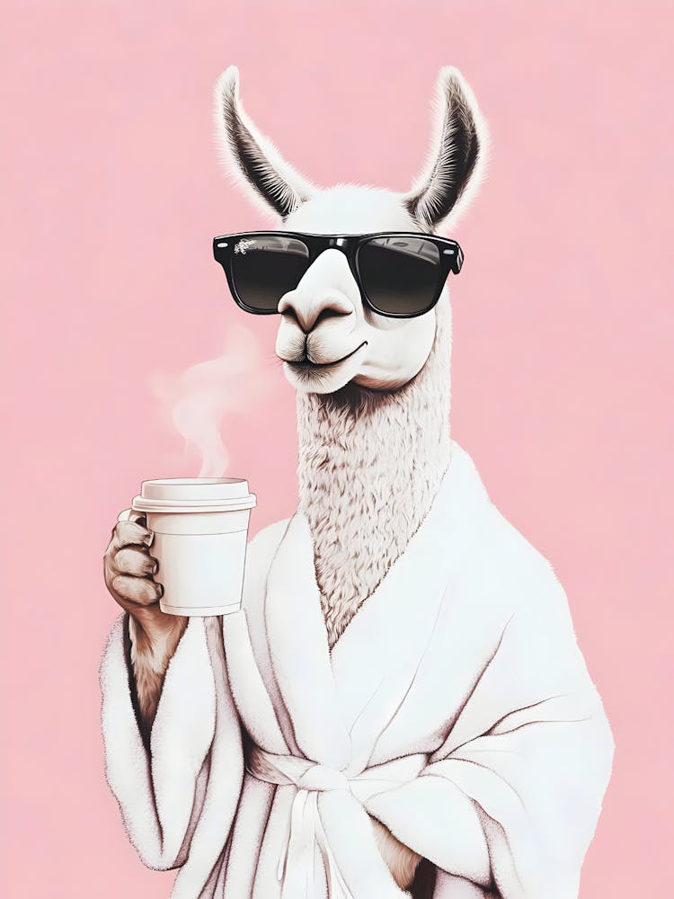 Llama With A Cup Of Coffee