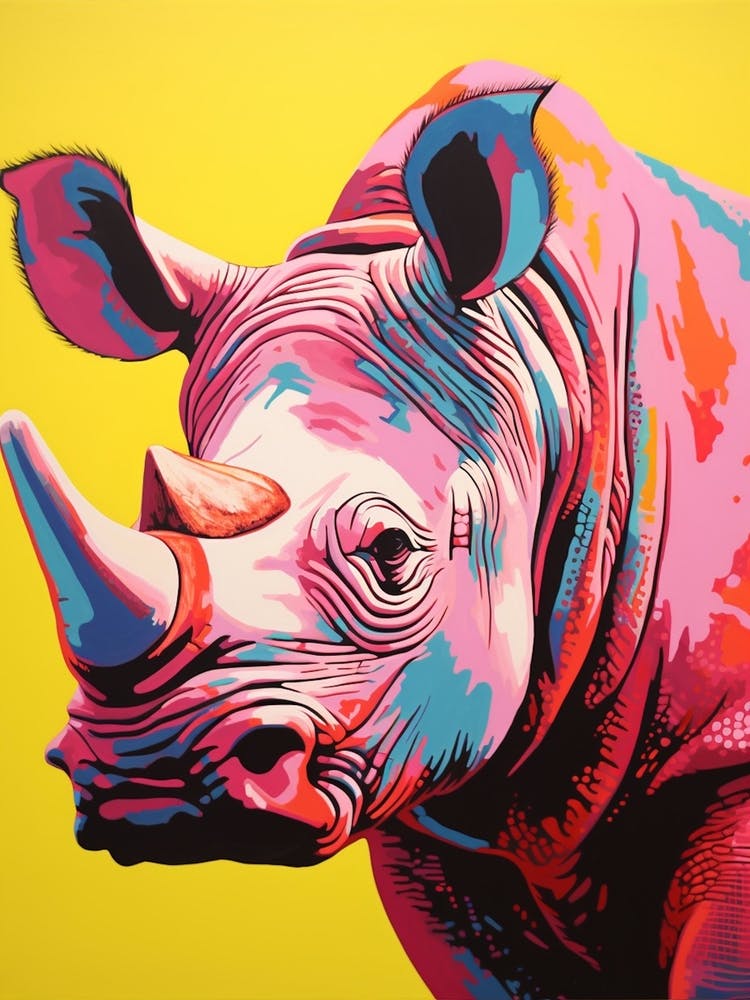 Rhino Pop Art Yellow Blue Pink 2