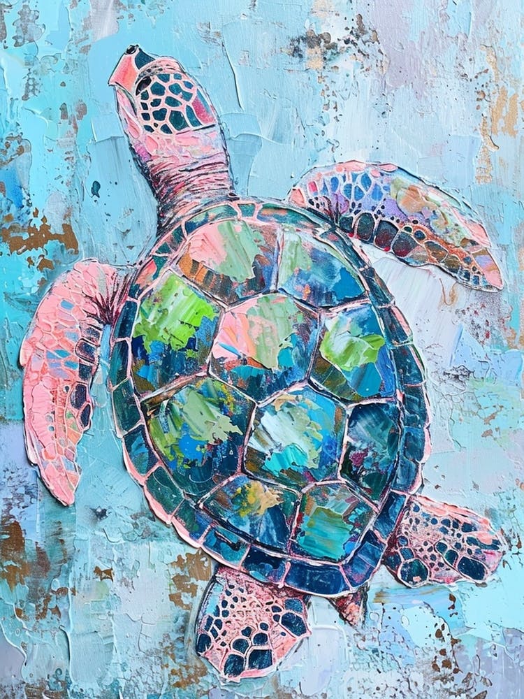 Impressionism Pastel Inspired Sea Turtle 1