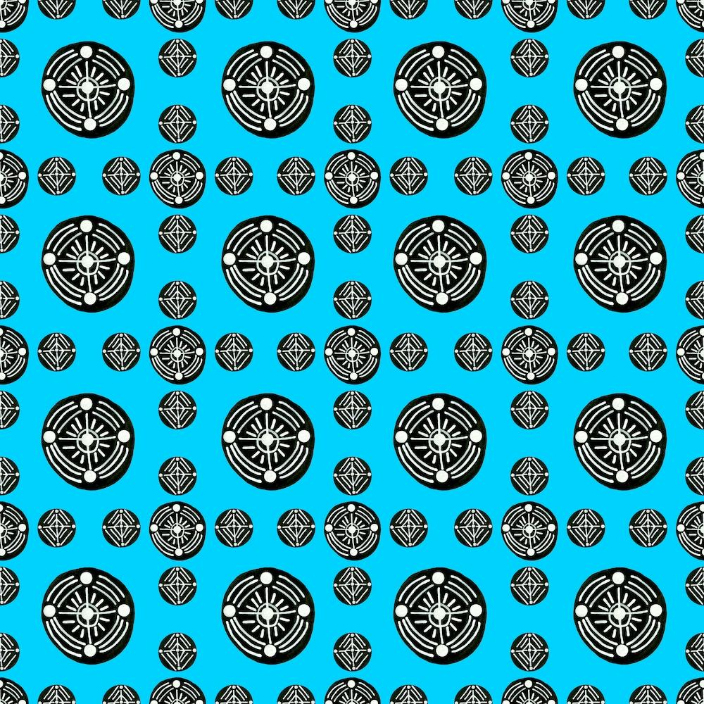 Noir Blanc Sur Bleu Cercles Tribaux Ethniques 3 Géométrique