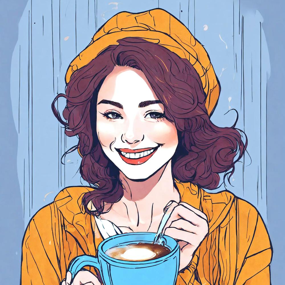 Illustration d'une femme buvant du café