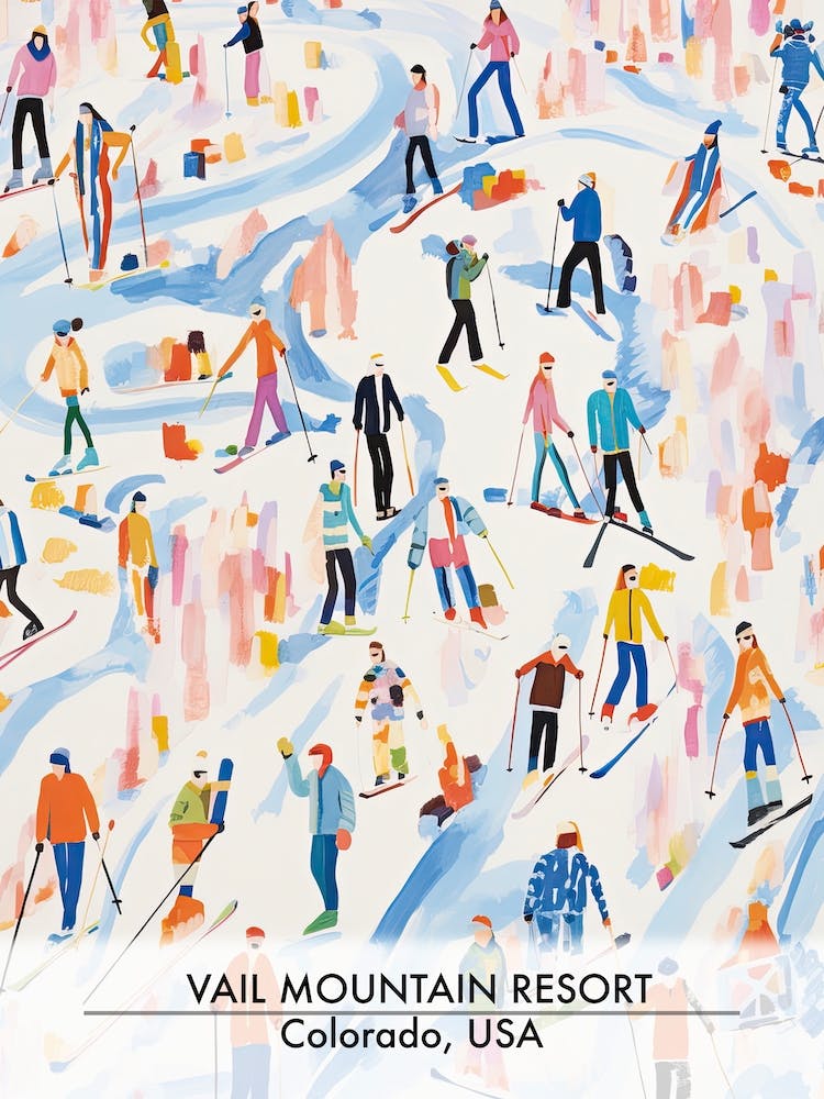 Vail Mountain Resort   Colorado Usa, Ski Resort Poster Illustration 0