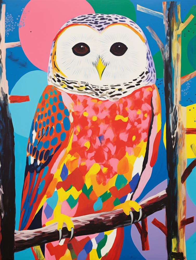 Colourful Bird Painting Snowy Owl 2