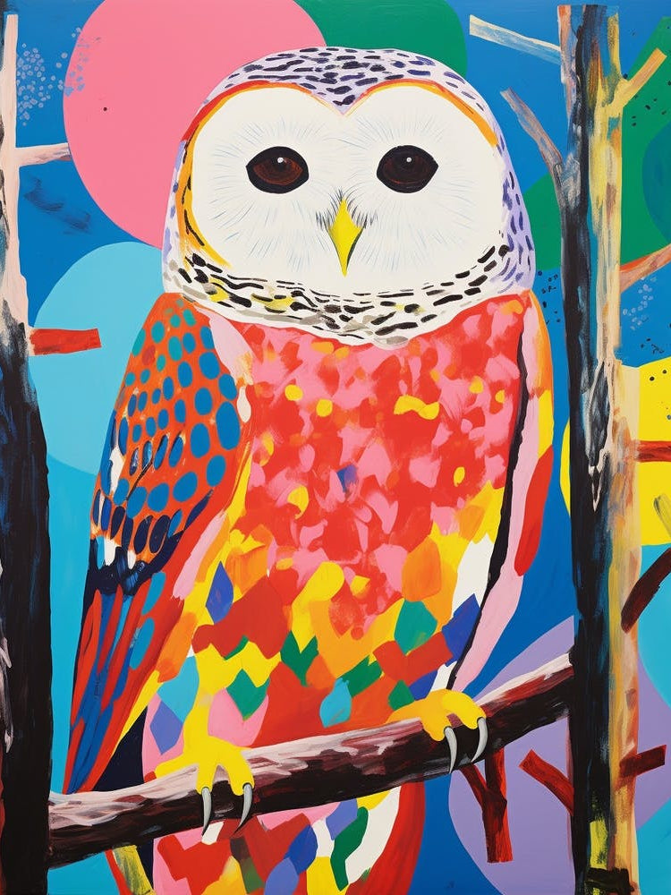 Colourful Bird Painting Snowy Owl 2