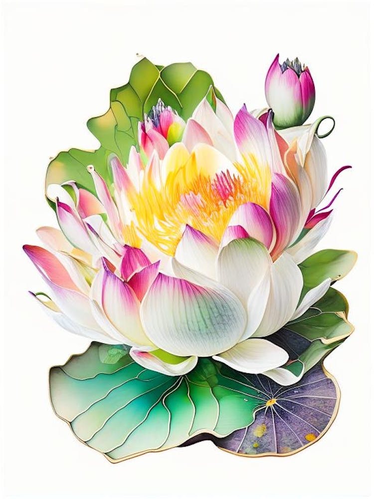 Lotus Flower In Garden Decoupage 3