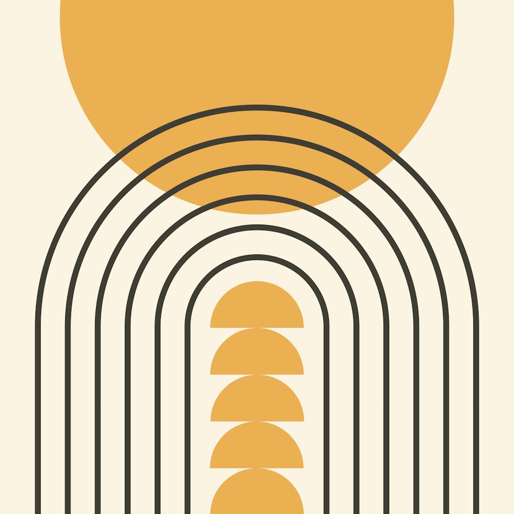 Modern Mid Century Gateway Sun Rainbow 4 In Black Beige Gold 02