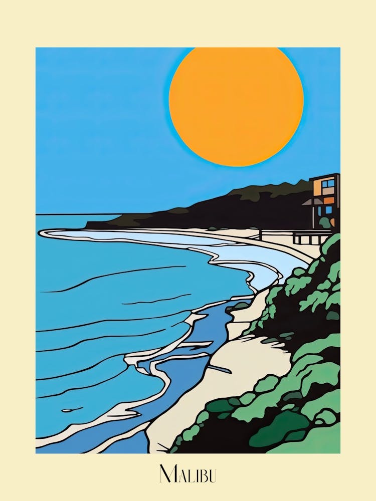 Poster Of Minimal Design Style Of Malibu California, Usa 1