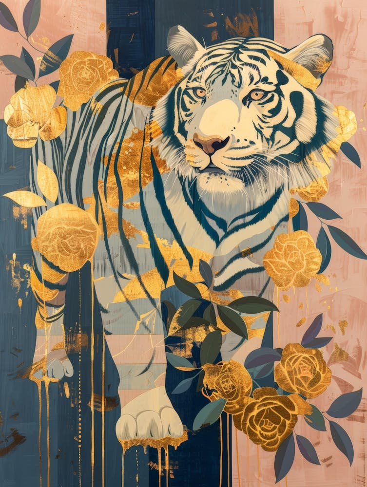 Tiger With Roses 2