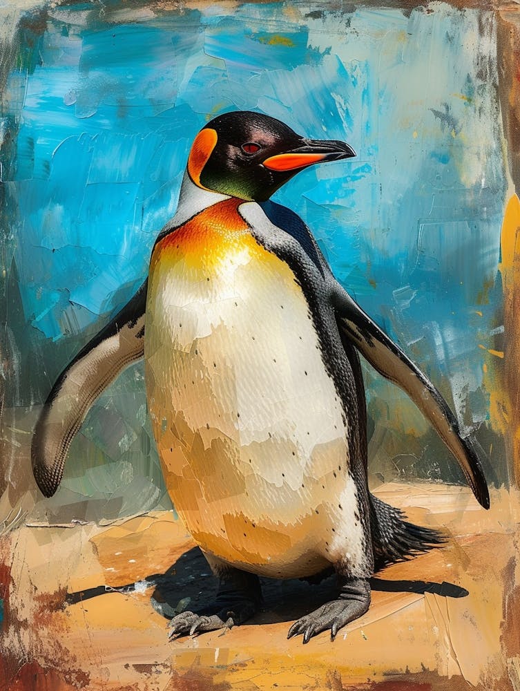 Galapagos Penguin Petermann Island Colour Block Painting 3