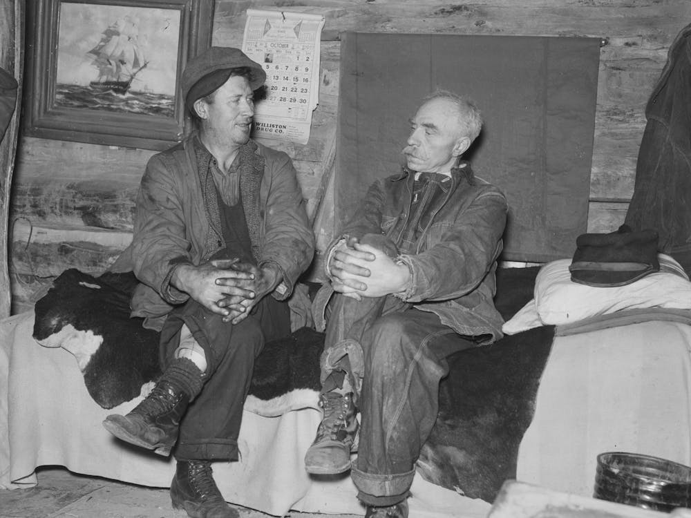 Visiting Farmers At The O Brien Homesteading Shack On Farm Near Williston, North Dakota By Russell Lee