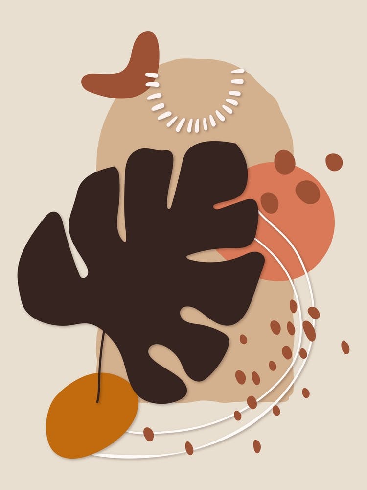 Boho Botanical and Earth Elements Abstract Illustration