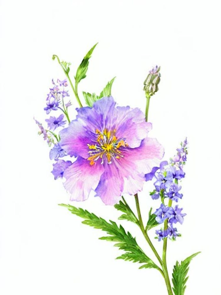 Delphinium Watercolour Flower