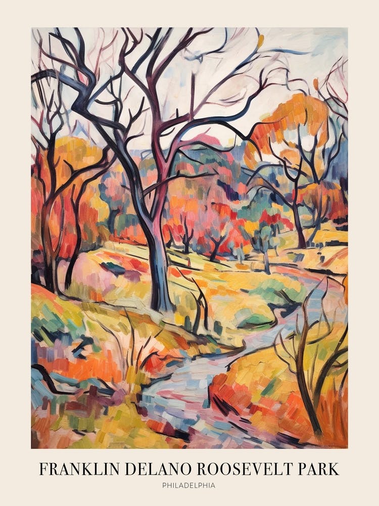 Autumn City Park Painting Franklin Delano Roosevelt Park Philadelphia 1 Poster
