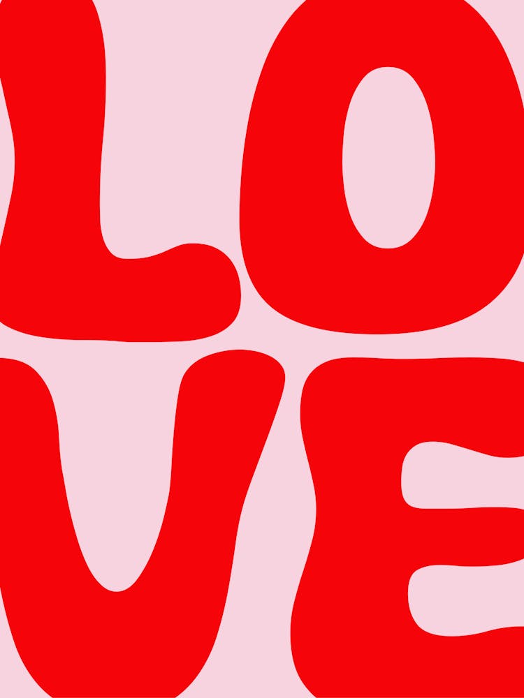 Pink and Red Love Bold Typography Text Art