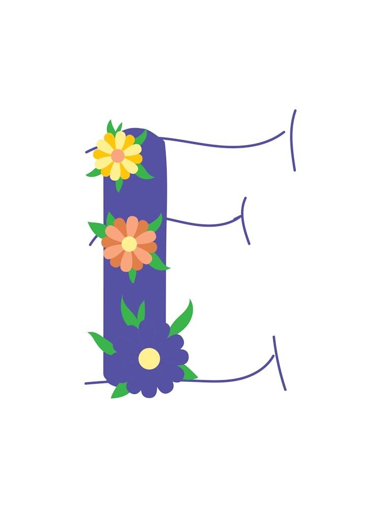 Living Room Floral Letters Purple 05