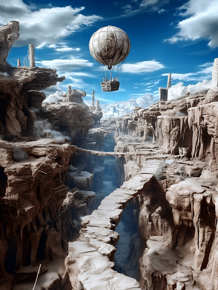 Fantasy Landscape With Hot Air Balloon